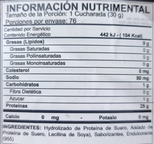 ON 100% Gold Standard Isolate 5 lbs - Imagen 2